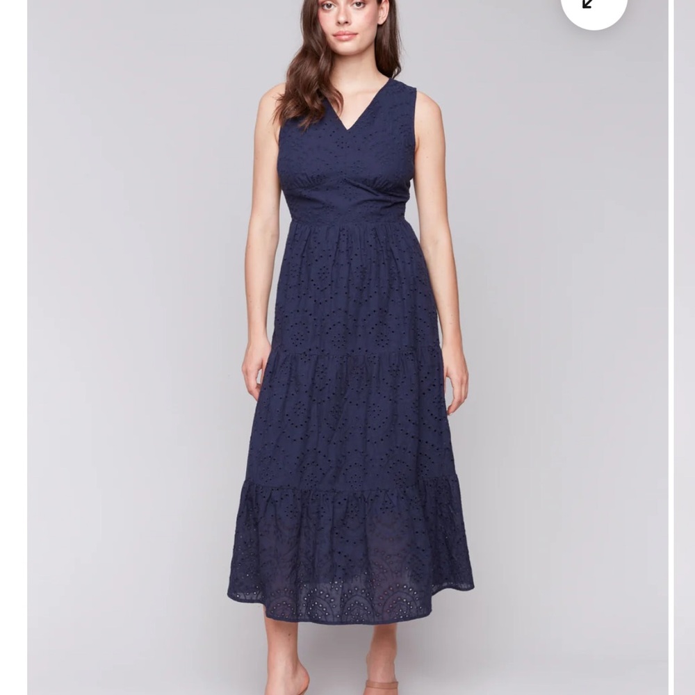 CHARLIE B navy eyelet sleeveless dress